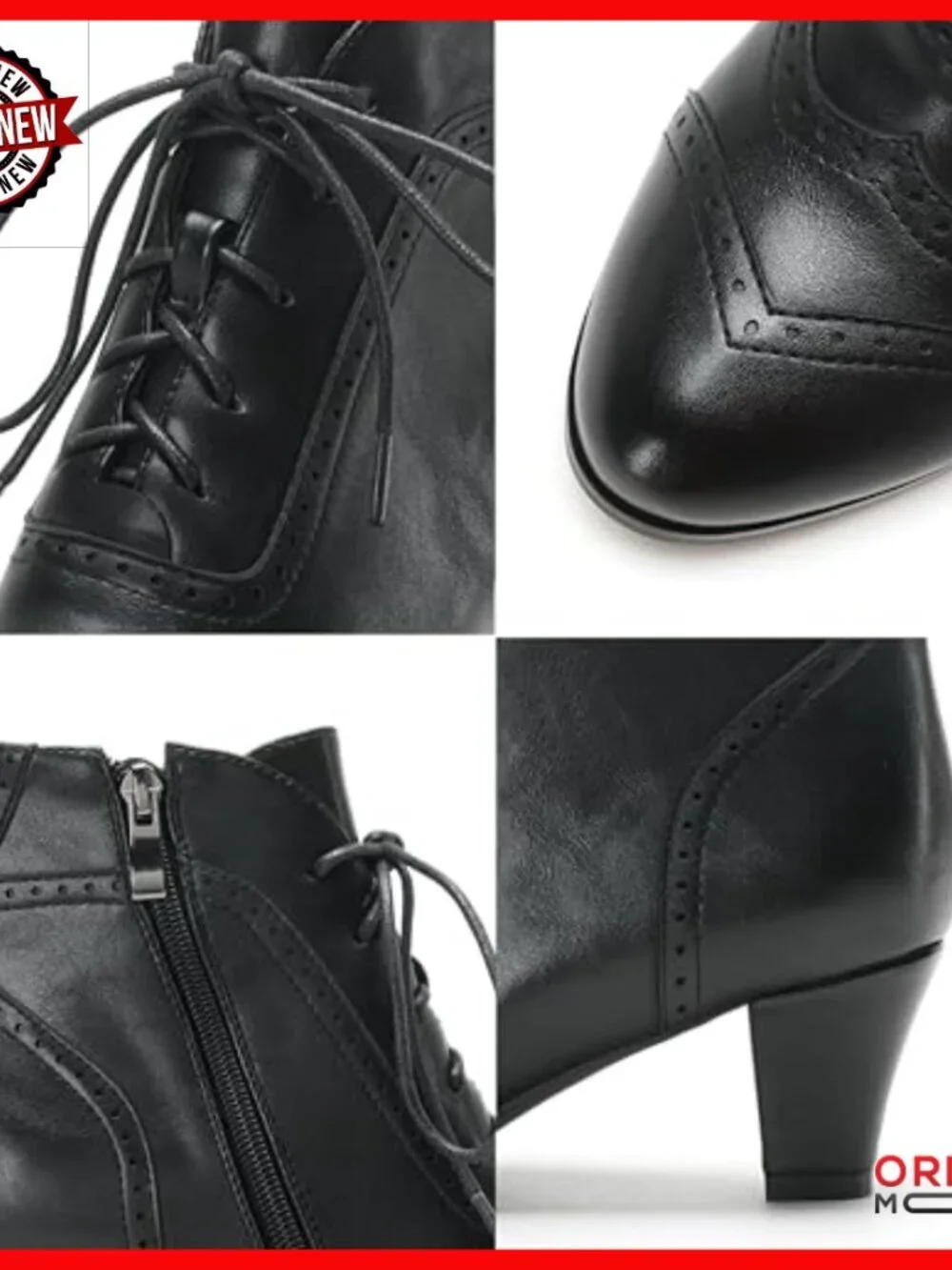 Women's Lace Up Ankle Boots Side Zipper Victorian Block Heel Booties